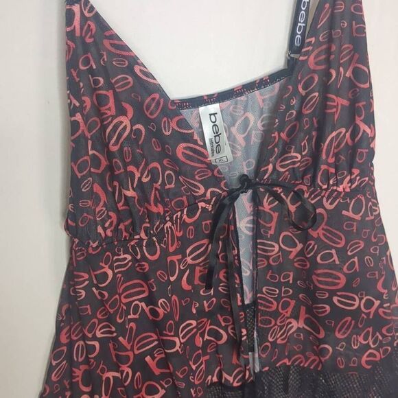 Bebe Lingerie Red Black Strappy Negligee XL - Picture 3 of 6